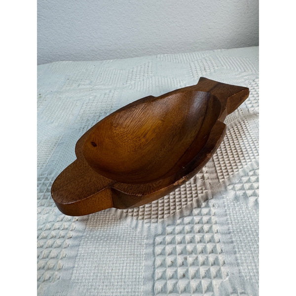 Hand Carved Monkey Pod Wood Sea Turtle Shaped Trinket Bowl Made In Philippines