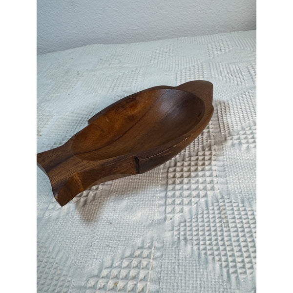Hand Carved Monkey Pod Wood Sea Turtle Shaped Trinket Bowl Made In Philippines
