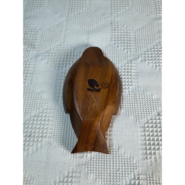 Hand Carved Monkey Pod Wood Sea Turtle Shaped Trinket Bowl Made In Philippines