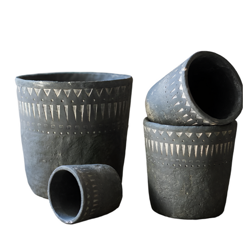 Black Pottery Cement Planter 4 sizes available