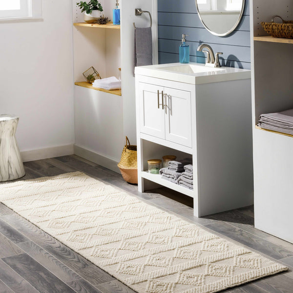 Bolinger Wool Area Rug in bathroom