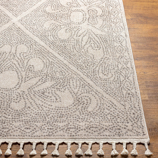 Birdwood Cream & Brown Area Rug detail closeup