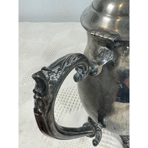 Vintage Ornate Silver Plated Tea Set Includes Teapot Sugar Bowl and Creamer 1940s