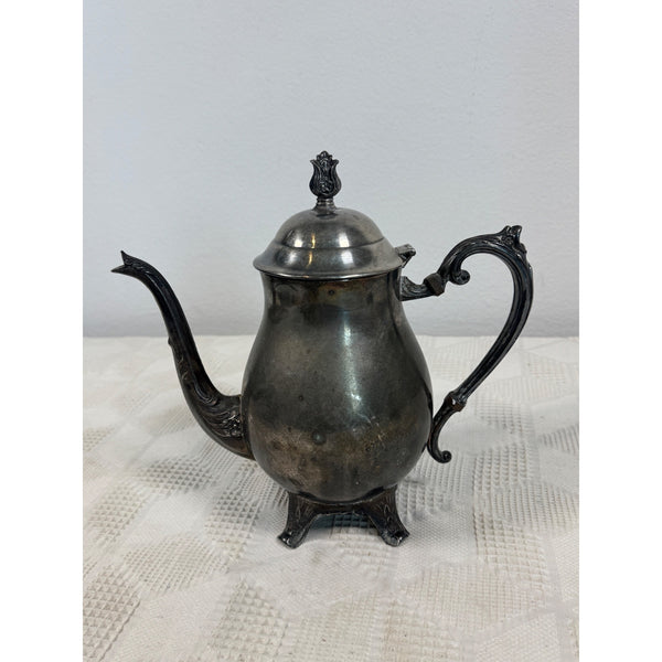 Vintage Ornate Silver Plated Tea Set Includes Teapot Sugar Bowl and Creamer 1940s