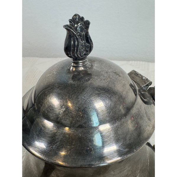Vintage Ornate Silver Plated Tea Set Includes Teapot Sugar Bowl and Creamer 1940s