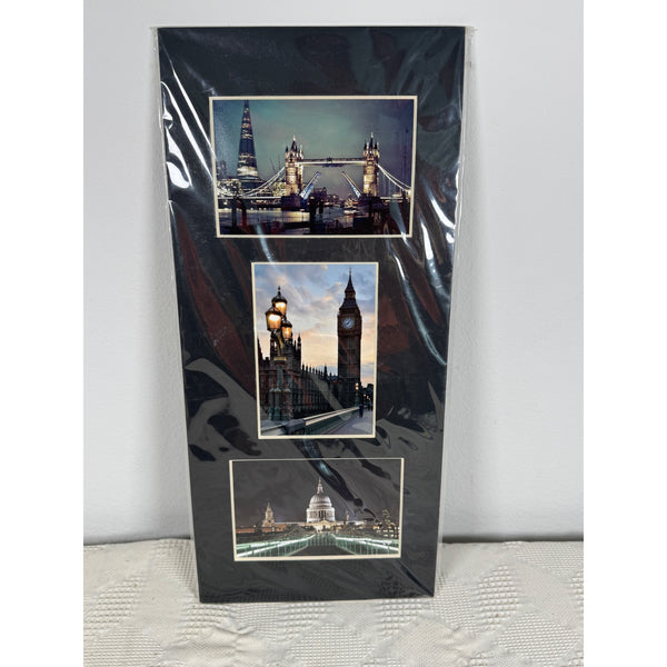 London Photo Collage 3 Matted Images Tower Bridge Big Ben St Pauls Cathedral NEW