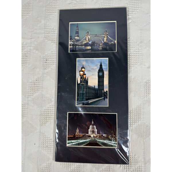 London Photo Collage 3 Matted Images Tower Bridge Big Ben St Pauls Cathedral NEW