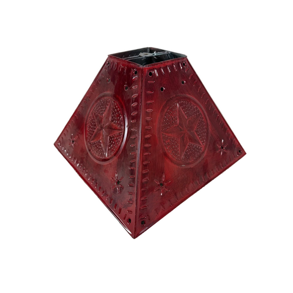 Punched Tin Star Design Red Lamp Light Shade Farmhouse Rustic Tin Pie Safe Style