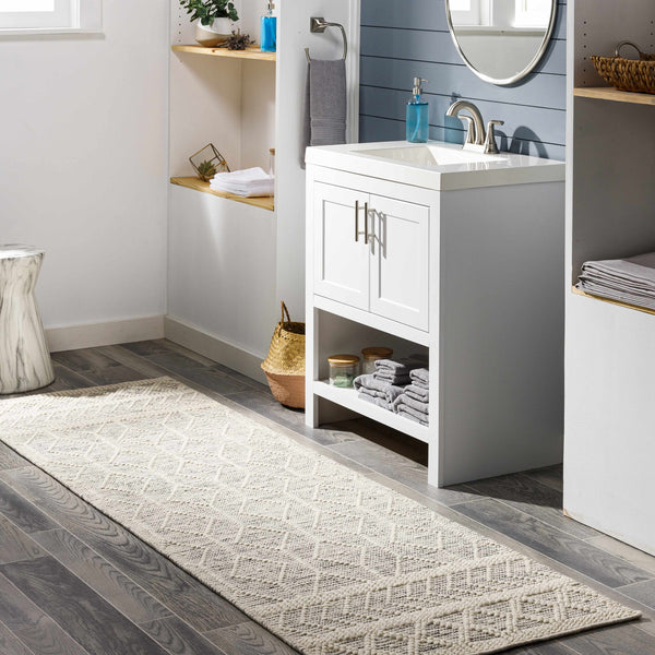 Carolina Wool Area Rug runner in bathroom