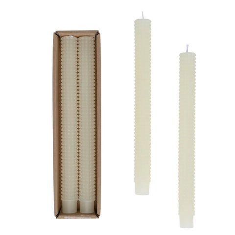 Hobnail Taper Candle Set of 2 cream