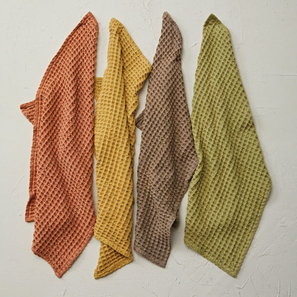 Oversized Stonewashed Cotton Waffle Weave Tea Towel*