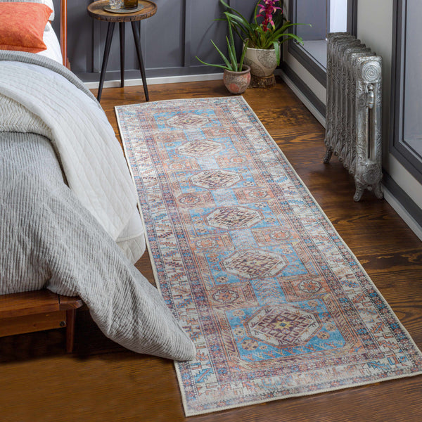 Croy Washable Area Rug runner in bedroom