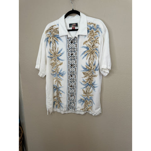 Vintage La Cabana Mens White Palm Tree Shirt 