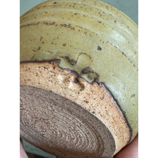 Handcrafted Stoneware Pottery Vase w Abstract Earth Tone Design Ribbed Texture