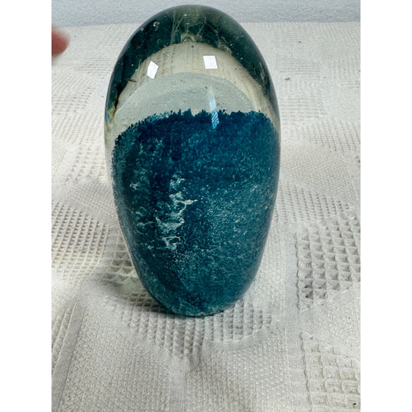 Hand Blown Glass Jellyfish Paperweight Decor Oceanic Blue Accents Coastal Decor