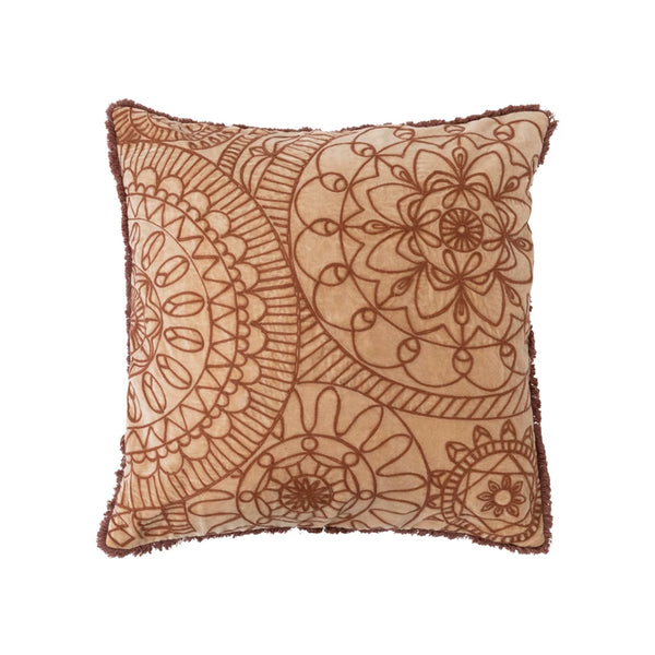 20" Stonewashed Cotton Velvet Pillow w/ Embroidery,