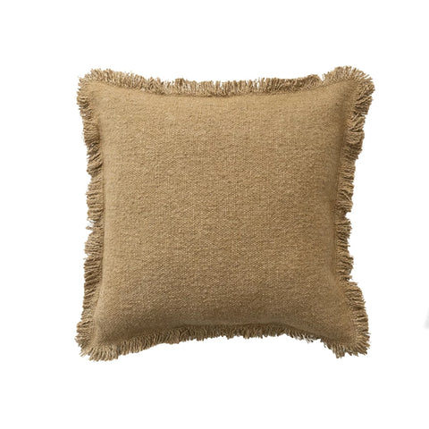 18" Woven Cotton Blend Pillow w/ Fringe