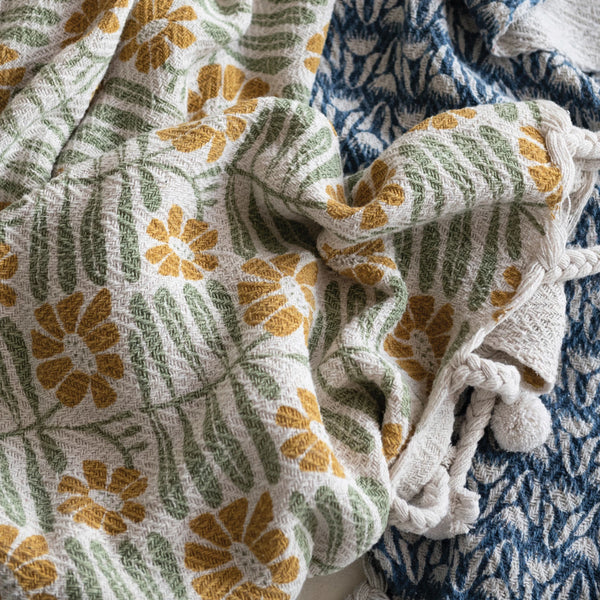 Woven Recycled Cotton Blend Printed Throw