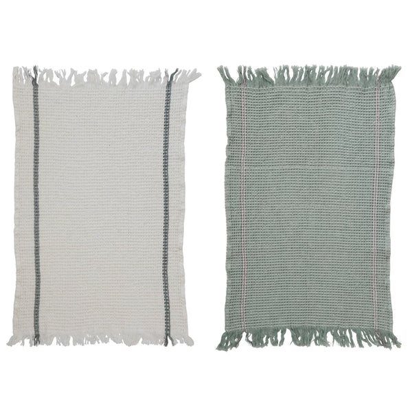 Cotton Waffle Weave Tea Towels w/ Fringe