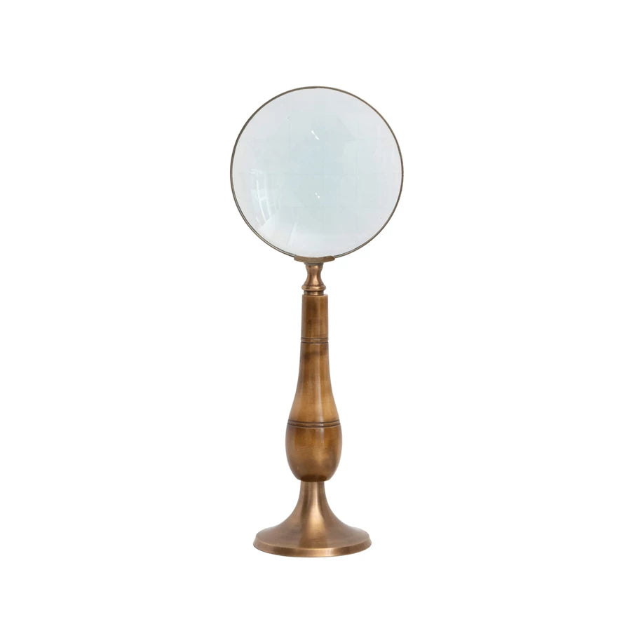 Brass & Bone Magnifying Glass on Stand