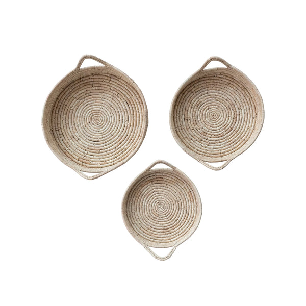 Decorative Hand-Woven Grass & Date Leaf Basket