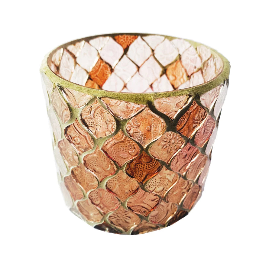 Recycled Glass Mosaic Votive Holder