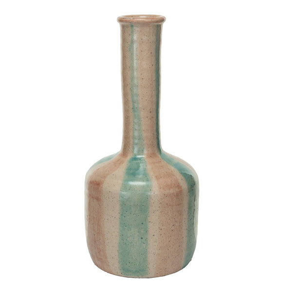 Hand-Painted Terra-cotta Vase w/ Stripes