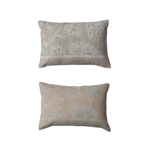 24"L x 16"H Cotton Chenille Distressed Print Lumbar Pillow front