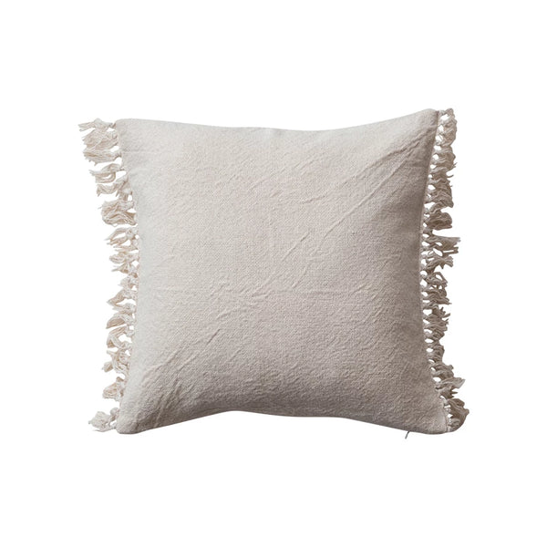 20" Square Cotton Pillow w/ Fringe