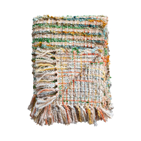 Woven Acrylic Blend Bouclé Throw w/ Fringe