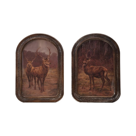 Wall Décor with Vintage Reproduction Stag(s) in Forest