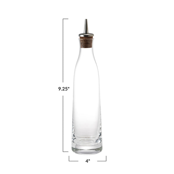 8 oz. Glass Cruet w/ Stainless Steel & Cork Spout