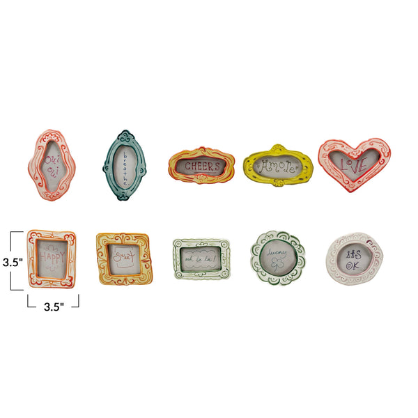 Hand-Painted Stoneware Mini Photo Frame Magnet
