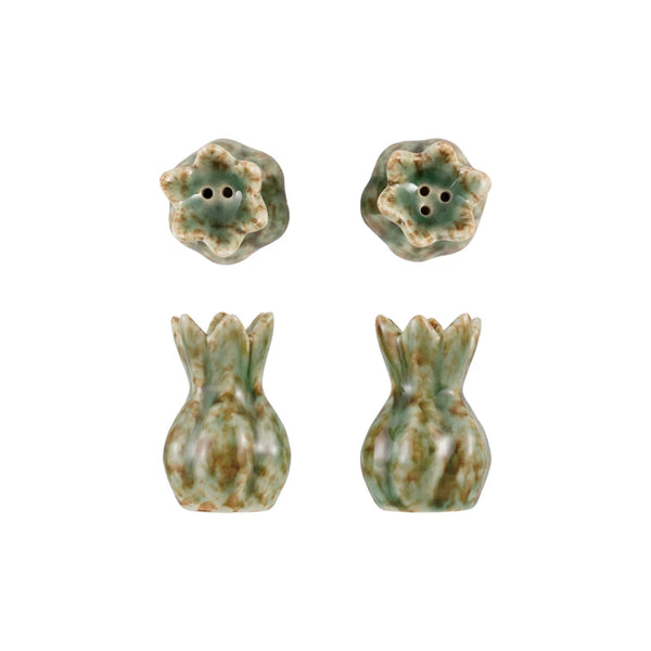 Stoneware Flower Shaped Salt & Pepper Shakers