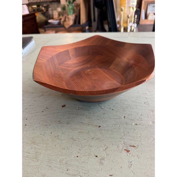 Solid Vintage Large Black Walnut Pentagonal Wooden Bowl Made In USA