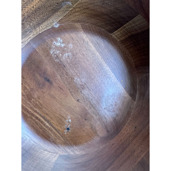 Solid Vintage Large Black Walnut Pentagonal Wooden Bowl Made In USA