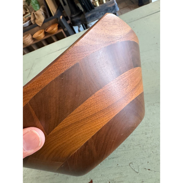 Solid Vintage Large Black Walnut Pentagonal Wooden Bowl Made In USA