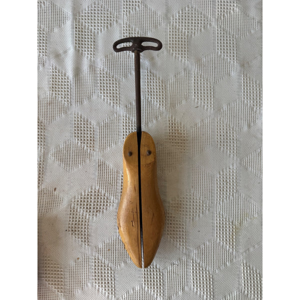 Antique Wooden Shoe Form Stretcher w Metal Handle by Geo E Belcher Adjustable