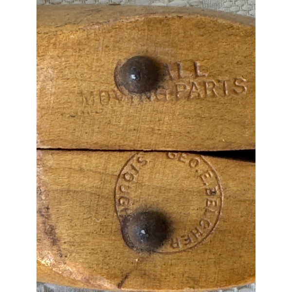 Antique Wooden Shoe Form Stretcher w Metal Handle by Geo E Belcher Adjustable