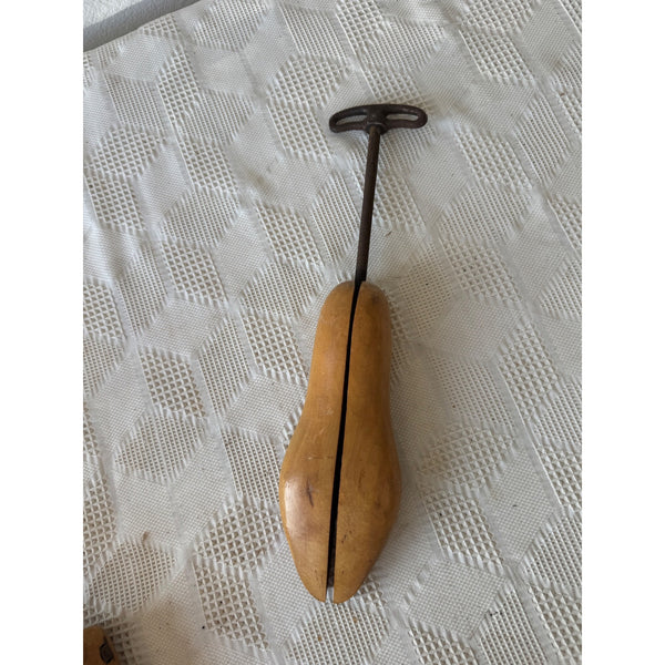 Antique Wooden Shoe Form Stretcher w Metal Handle by Geo E Belcher Adjustable