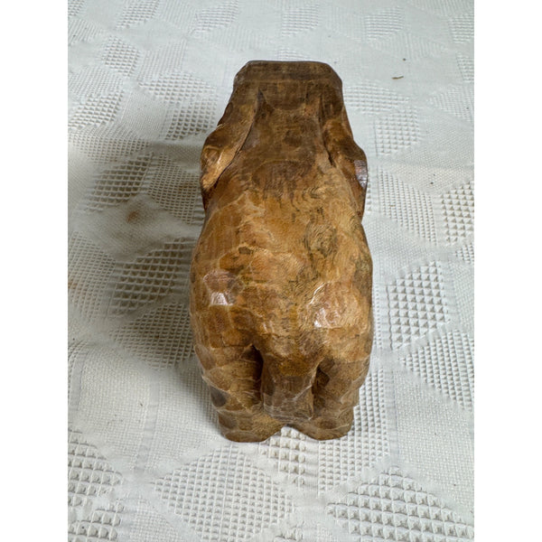 Hand Carved Wooden Elephant Figurine Rustic Animal Safari Global Decor