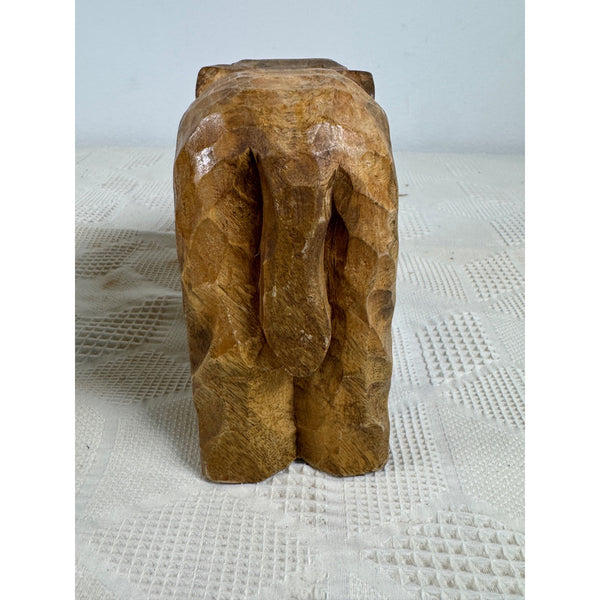 Hand Carved Wooden Elephant Figurine Rustic Animal Safari Global Decor