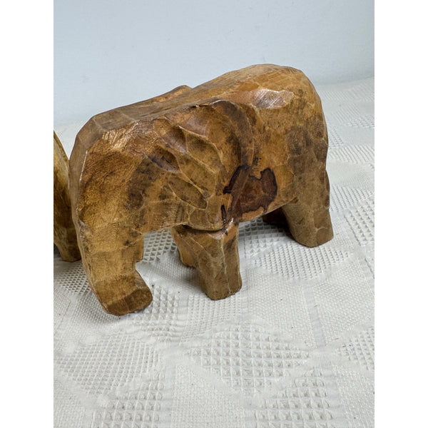 Hand Carved Wooden Elephant Figurine Rustic Animal Safari Global Decor