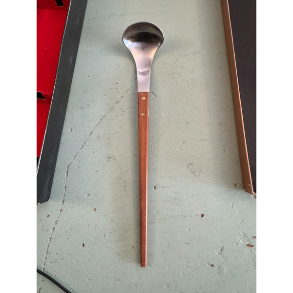 Vintage Mid Century Swedish Wood and Stainless Steel Serving Set In Box