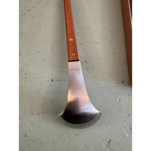 Vintage Mid Century Swedish Wood and Stainless Steel Serving Set In Box