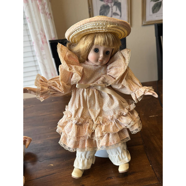 Vintage Porcelain Doll with Blonde Hair