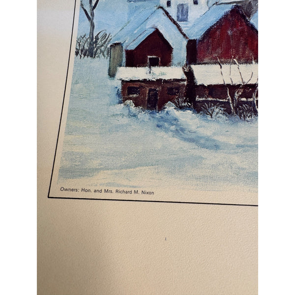 White Church In The Country 1968 Eisenhower College Oil Print Winter Scene