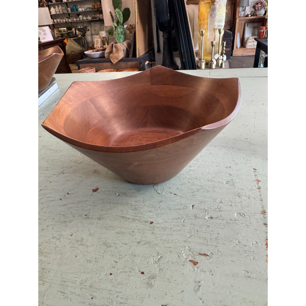 Solid Vintage Large Black Walnut Pentagonal Wooden Bowl Made In USA
