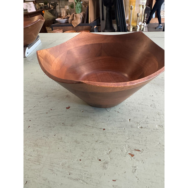 Solid Vintage Large Black Walnut Pentagonal Wooden Bowl Made In USA