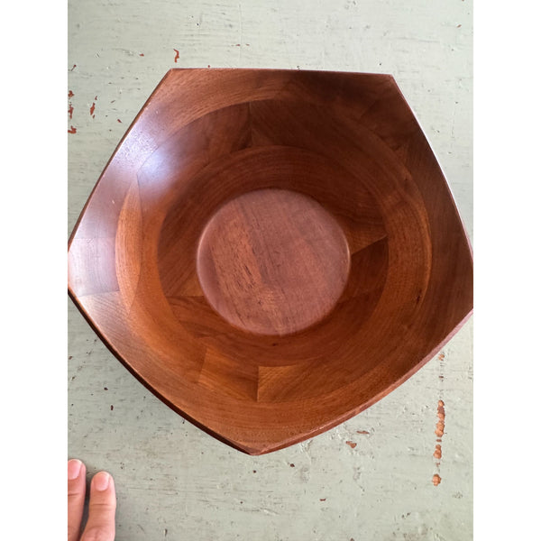 Solid Vintage Large Black Walnut Pentagonal Wooden Bowl Made In USA